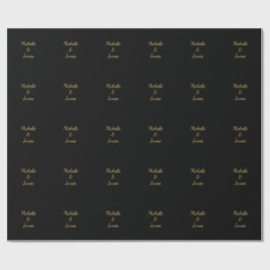 Zwarte & Gouden Kleuren Professionele Trendy Moder Cadeaupapier