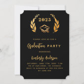 Zwarte gouden krans 2025 luxe Graduation Party Kaart (Voorkant)