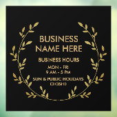 Zwarte Gouden Krans Bedrijfs Openingstijden Raamsticker (Vel 3)