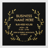 Zwarte Gouden Krans Bedrijfs Openingstijden Winkel Raamsticker (Vel)