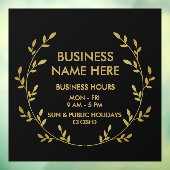 Zwarte Gouden Krans Zakelijke Winkel Openingstijde Raamsticker (Vel 3)