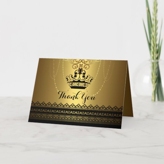 Zwarte & Gouden Kroon Bedankkaart (Voorkant)