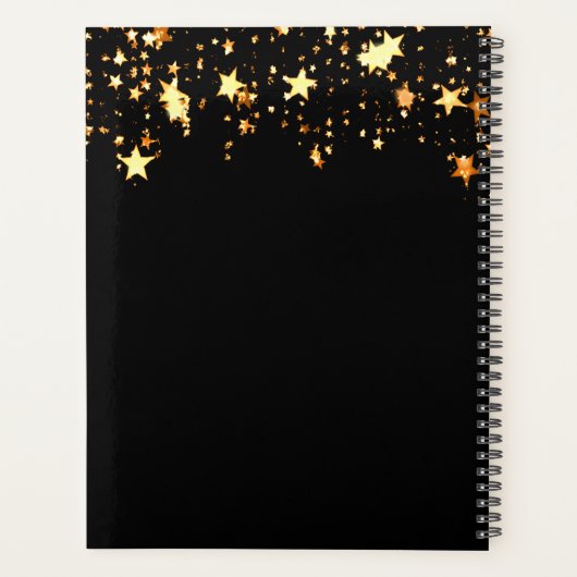 Zwarte gouden kroon sterren naam jaar bedrijf 2026 planner (Achterkant)