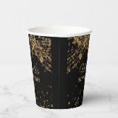 Zwarte gouden lampjes Glitter Adult Birthday Papieren Bekers (Rechts)