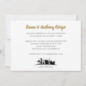 Zwarte Gouden Las Vegas Trouw Elopement Ontvangst Kaart (Achterkant)