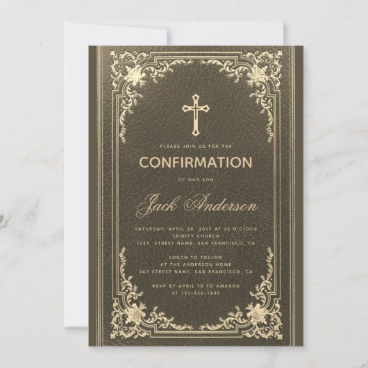 zwarte gouden legante Script Boy bevestiging Kaart (Voorkant)