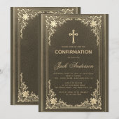 zwarte gouden legante Script Boy bevestiging Kaart (Voorkant / Achterkant)