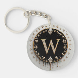 Zwarte Gouden Letter W Aandenken Sleutelhanger