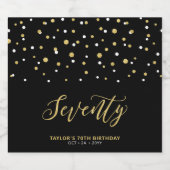 Zwarte & Gouden Lettering Zeventig 70ste Verjaarda Bier Etiket (Enkel label)