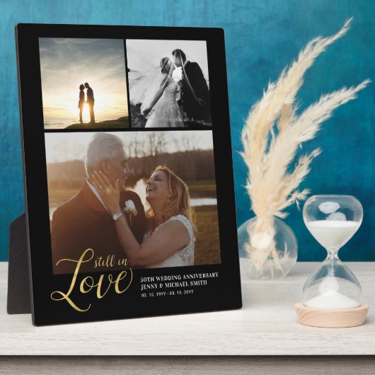 Zwarte & Gouden Liefdesjubileumcadeau Foto Blok Fotoplaat (Zijkant)