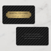Zwarte gouden Lijst Stripes op zwart Visitekaartje (Voorkant / Achterkant)