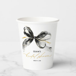 Zwarte Gouden Lint Boog Whimsical Bruiloftsborrel Papieren Bekers
