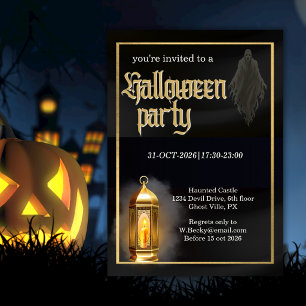 Zwarte Gouden Logo Halloween Feest voor Bedrijven Kaart