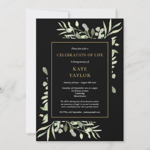 Zwarte Gouden Loofwerk Levensviering Funeral Kaart