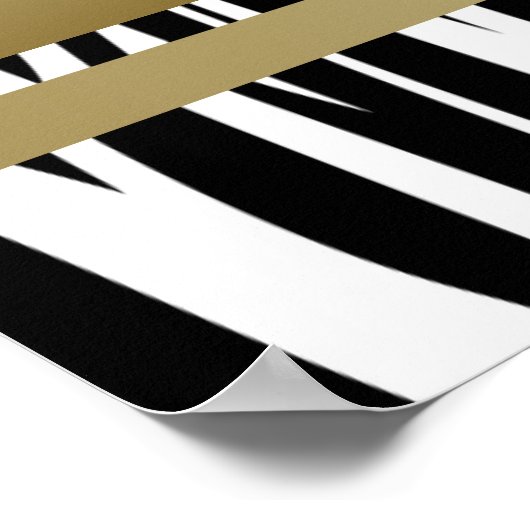 Zwarte gouden luipaard en Zebra verjaardagsfeestba Poster (Hoek)