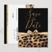 Zwarte Gouden Luipaard Jachtluipaard Print Bewaar  Aankondigingskaart (Voorkant / Achterkant)