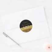 Zwarte & Gouden Luipaard Quinceanera Sticker (Envelop)