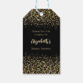 Zwarte Gouden Luipaardprint Glitter Bruidsdouche Cadeaulabel (Achterkant)