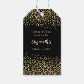 Zwarte Gouden Luipaardprint Glitter Bruiloft Feest Cadeaulabel (Voorkant)