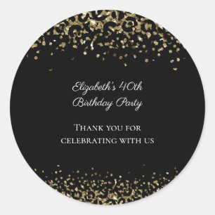 Zwarte Gouden Luipaardprint Glitter Overlay Verjaa Ronde Sticker