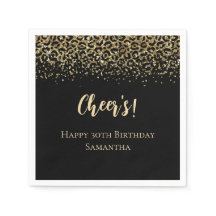 Zwarte Gouden Luipaardprint Glitter Verjaardag 