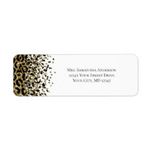 Zwarte gouden luipaardprint glitters retouradres