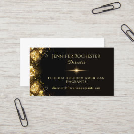 Zwarte & Gouden Luxe Pageant Businesskaart Visitekaartje