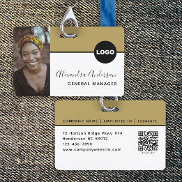 Zwarte Gouden Luxe Personeel Foto ID QR Code Badge