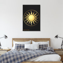 Zwarte Gouden Maan Zon Boho Canvas Wand Kunst Deco