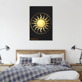 Zwarte Gouden Maan Zon Boho Canvas Wand Kunst Deco Afdruk
