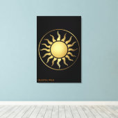Zwarte Gouden Maan Zon Boho Canvas Wand Kunst Deco Afdruk (Insitu (Houten vloer))