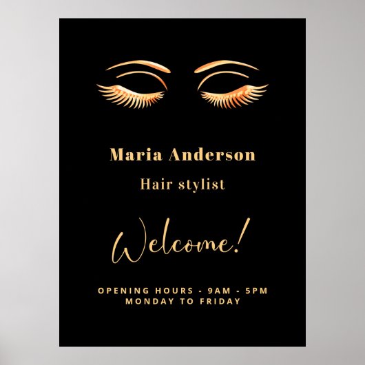 Zwarte gouden make-up kunstenaar openingstijden we poster (Voorkant)