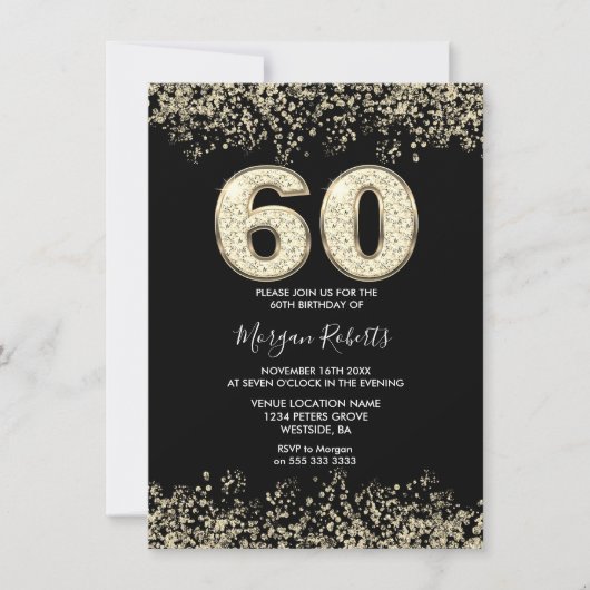 Zwarte & gouden Mannen of vrouwen 60e verjaardag Kaart (Voorkant)