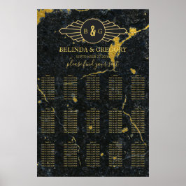 Zwarte gouden marmer-kunstdeco-weddenschappen poster