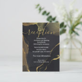 zwarte & gouden marmeren ontvangstkaart aankondigingskaart (Staand voorkant)