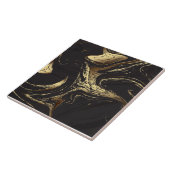 Zwarte gouden marmeren textuur keramische tegel tegeltje (Zijkant)