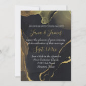 zwarte & gouden marmeren uitnodiging (Voorkant)