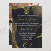 zwarte & gouden marmeren uitnodiging (Voorkant / Achterkant)