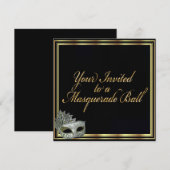 Zwarte Gouden Maskerade Bal Uitnodiging Collectie (Voorkant / Achterkant)