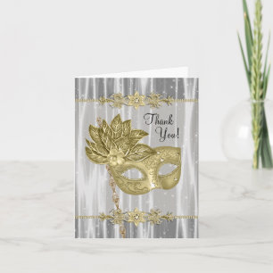 Zwarte Gouden Maskerade Feest Bedankkaartjes Bedankkaart