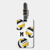 zwarte gouden meisjes volleybalteam kleuren bagagelabel (Voorkant verticaal)