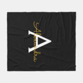 Zwarte Gouden Meisjesachtig Script Monogram Naam M Fleece Deken (Voorkant (Horizontaal))