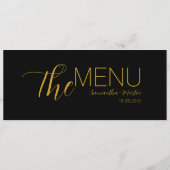 Zwarte Gouden Minimal Script Trouwmenu Menu (Achterkant)