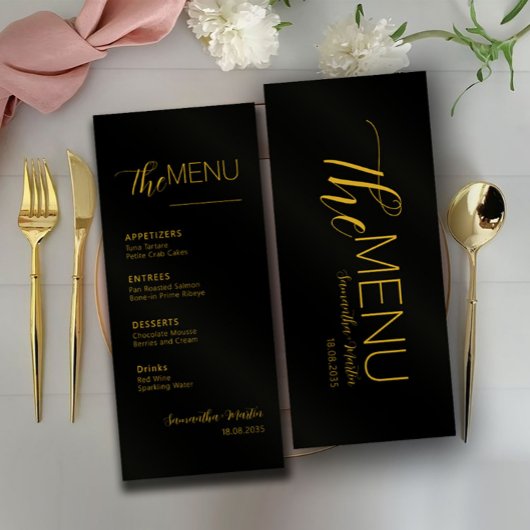 Zwarte Gouden Minimal Script Trouwmenu Menu