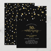 Zwarte & Gouden Moderne 50ste Huwelijksjubileum Fe Kaart (Voorkant / Achterkant)