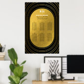 Zwarte & gouden moderne Arch Wedding Seating Chart Poster (Thuiskantoor)