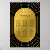 Zwarte & gouden moderne Arch Wedding Seating Chart Poster (Voorkant)