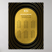 Zwarte & gouden moderne Arch Wedding Seating Chart Poster (Voorkant)