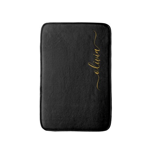 Zwarte Gouden Moderne Script Meisjesachtige Monogr Badmat (Voorkant Verticaal)