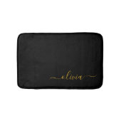 Zwarte Gouden Moderne Script Meisjesachtige Monogr Badmat (Voorkant)